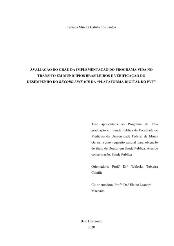 Avalia O Do Grau Da Implementa O Do Programa Vida No Tr Nsito Em