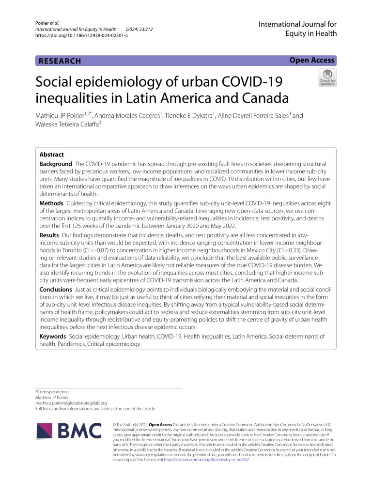 Social epidemiology of urban COVID-19 inequalities in Latin America and Canada-imagens-0